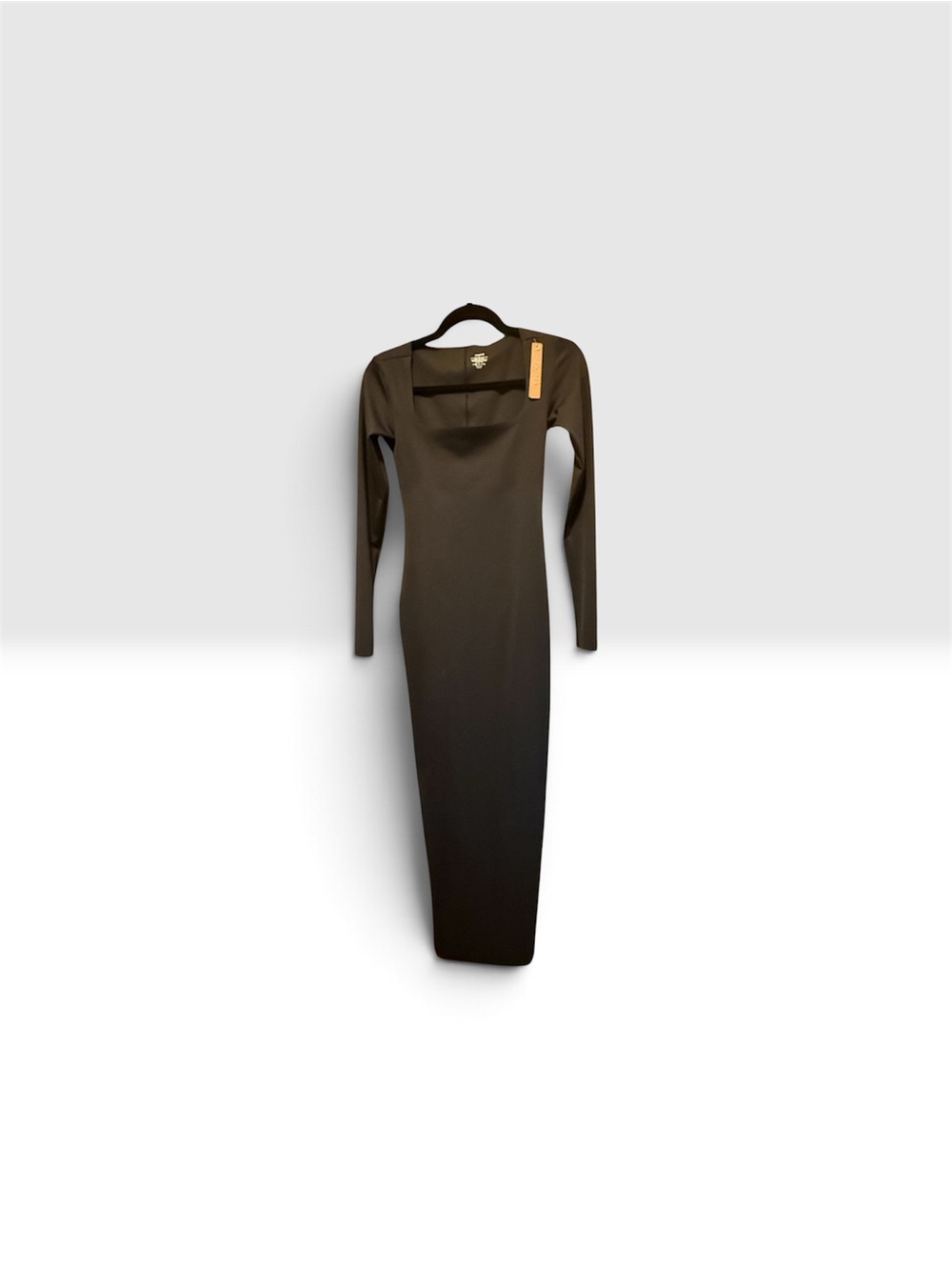 SKIMS Black Long Sleeve Square Neck Maxi Dress